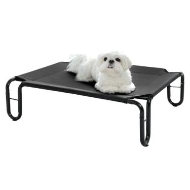 Imagem de pettycare Berço elevado para cães, elevado para cães grandes, sem parafusos, estrutura estável e malha reciclável Teslin de suporte durável, respirável, camas para animais de estimação internas e