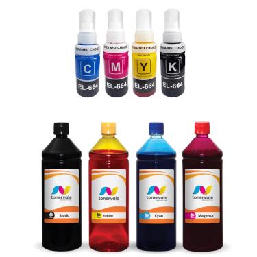 Imagem de Refil + 4 Tinta Compatível Para Epson L375 cmyk 1 Litro