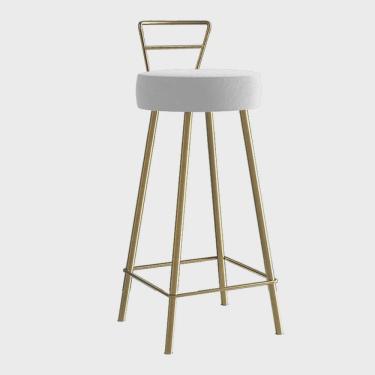 Imagem de Banqueta Alta Com Encosto Tina Eiffel Cozinha Bar Bistrô Ferro Dourado Suede Branco- Ahz Móveis