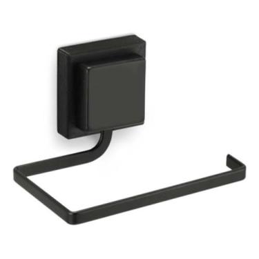 Imagem de Papeleira Porta Papel Higiênico Banheiro Lavabo Black Sem Furos Fita Dupla Face 3M