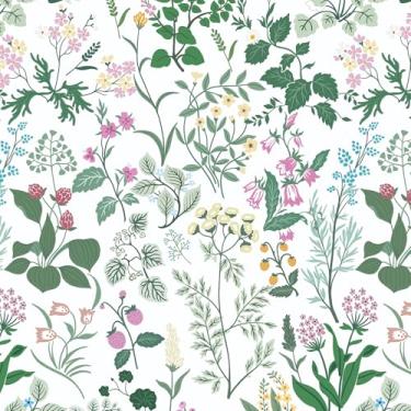 Imagem de Dimoon Papel de parede de 43 cm x 240 cm de papel de parede amigável para locatário papel de parede floral arte de parede à prova d'água cozinha armário de banheiro gavetas espessamento impermeável