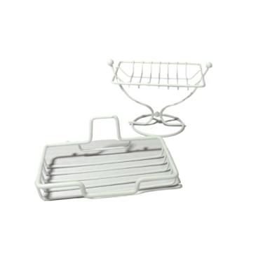 Imagem de Kit Suporte Organizador De Canto Prateleira Parede Para Cozinha E Banheiro Multiuso E Saboneteira(KIT 2 porta sabonete（Branco）)