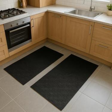 Imagem de Kit 2 Passadeiras Soft Tapete | Cozinha Quarto Banheiro | Emborrachado Antiderrapante |1M x 0,43cm (Preto)