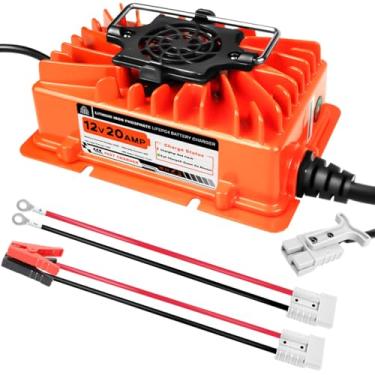 Imagem de ESTSVN Carregador De Bateria Lifepo4 14,6 V 20 A, Carregador De Bateria De Lítio 12 V Com Plugue Anderson Para Baterias De Ciclo Profundo De Ferro-Lítio De Motor Elétrico, Rv, Carro Marinho