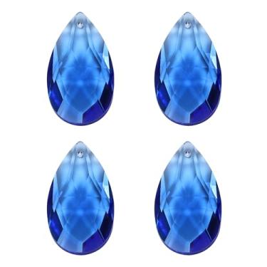 Imagem de PATIKIL Pingentes de cristal K9, contas de gota, pacote com 4 peças de prismas de candelabro de 38 mm, contas penduradas, lâmpada DIY para decoração de artesanato, azul