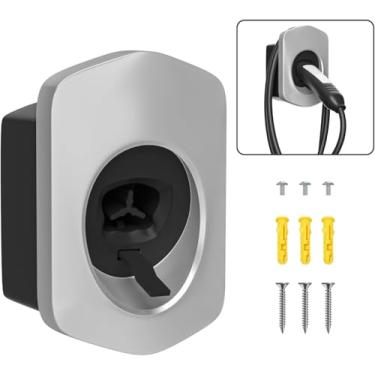 Imagem de MCEVKELN Suporte de carregador Tesla, organizador de cabos de carregamento Tesla para carro | Base de encaixe para bocal | Suporte de parede | Parafusos | NACS | Prata | Suporte de veículo elétrico e