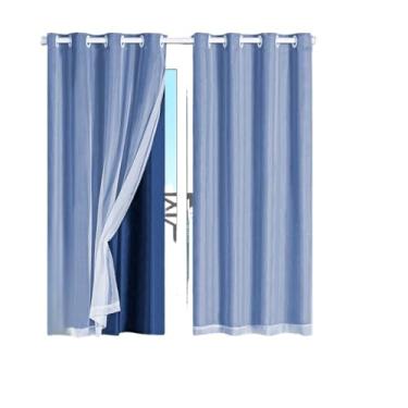 Imagem de Cortina Veda Luz Blackout Blecaute PVC Com Tecido Voil Para Janela e Porta(Marinho-280x160)