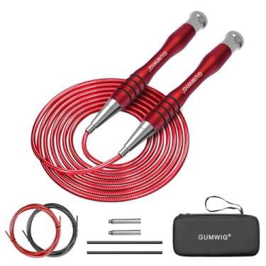 Imagem de GUMWIG Corda de pular de alta velocidade para adultos, homens e mulheres, cordas de salto duplas para treino, fitness, treino profissional, boxe, crossfit pesado, treino de pular com cabo sem