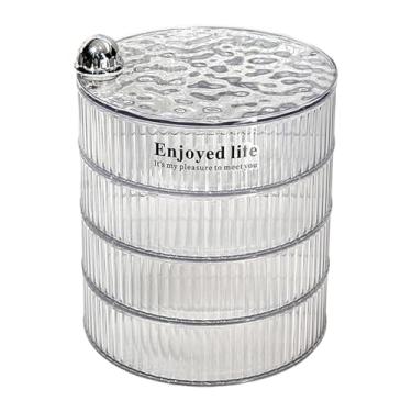 Imagem de simhoa Caixa de joias giratória 360 graus, organizador de armazenamento de joias, suporte para brincos, anéis, colares, artigos de beleza e pulseiras, 4