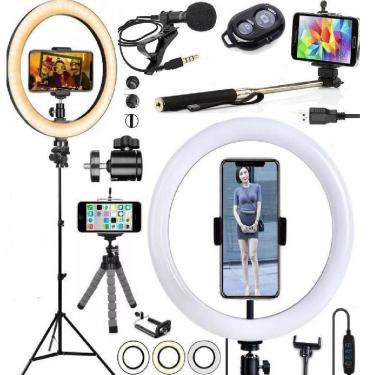 Imagem de Kit Acessórios Youtuber Tripé + Ring Light Celular Universal