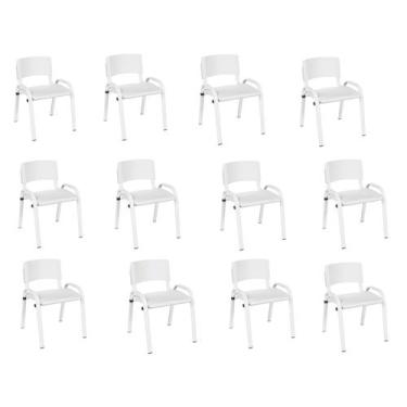 Imagem de Kit 12 Cadeira Iso Infantil Creche, Escola Base Branco Branco - LAURAL