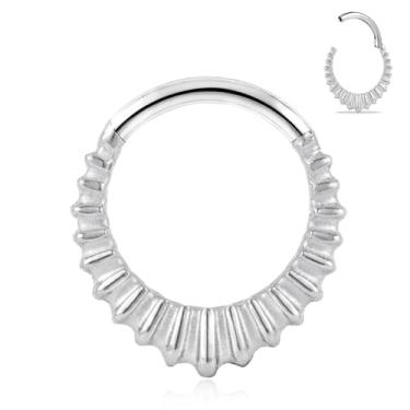 Imagem de DOEARKO Anel de septo, corrente redonda, piercing de nariz, cartilagem, segmento de argola de septo, piercing de aço inoxidável 316L, joia corporal 8 mm 10 mm (222 prata-1,2 x 8 mm)