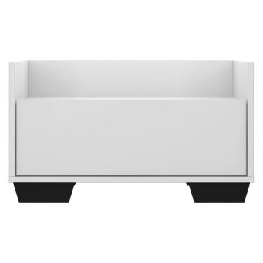 Imagem de Mesa de Cabeceira 60 Cm com Pés Quadrados Branca preta