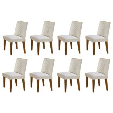 Imagem de Conjunto 8 Cadeiras Madeira Sofia Rufato Veludo Creme/capuccino