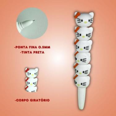 Imagem de Caneta Gel Preta Giratória Hello Kitty Ponta Fina 0.5mm  Kawaii  Papel