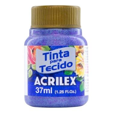 Imagem de Tintas para Tecido com Glitter Acrilex 37ml – Brilho Intenso, Alta Cobertura e Fixação a Frio para Suas Criações acabamento cintilante, alta cobertura e durabilidade superior, sendo ideais para customização de roupas, acessórios, peças decorativas e projetos artísticos em geral. (Violeta 207)