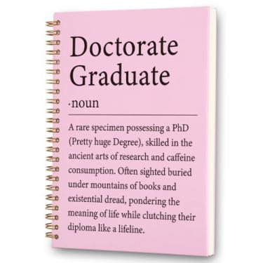 Imagem de FOUGSTA Doctorate Graduate Spiral Notebook - 160 Page (80 Sheet) PhD Research Journal for Doctoral Students, 8x6 Inches College Ruled with 'Pretty Huge Degree' Quote - XXR11