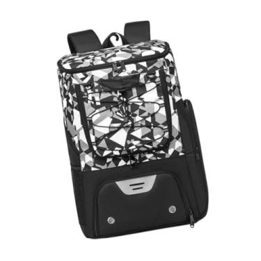 Imagem de menolana Mochila de basquete, bolsa esportiva, mochila noturna refletiva com suporte para bola e compartimento separado para sapatos para vôlei de festa, Preto Branco Cinza