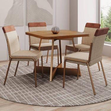 Imagem de Conjunto Sala de Jantar 4 Cadeiras Seul Carraro Nogal