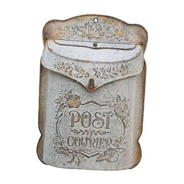 Imagem de WeiLaiKeQi Caixa de correio de parede em, caixa de correio rústica, coletor de de correio, decoração para casa, suporte, de depósito para jardim, escola, Cinza Retrô