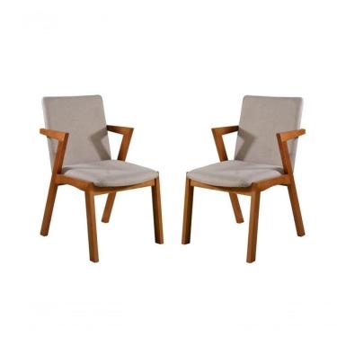 Imagem de Cadeiras Madeira Maciça Estofada Com Braço - Tulipa - Harmonia Salas