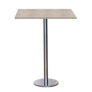 Imagem de Mesa Pisa Beta Bistrô Fratini 107,50cm (a) Disco Redondo Inox Tampo Mdp Quadrado Castanheira 80cm(l)