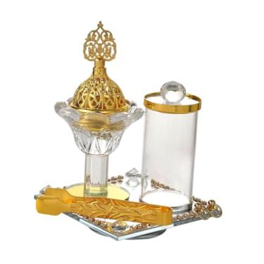 Imagem de Bothyi Queimador de incenso árabe dourado, decoração de metal, incensário, ornamento de mesa para ioga, casamento, sala de estudo, prateleira
