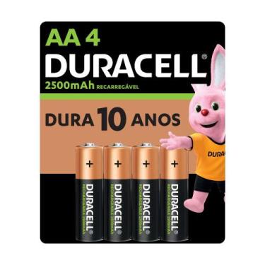 Imagem de Pilha Recarregável Duracell AA 2500mAh 4 Unidades