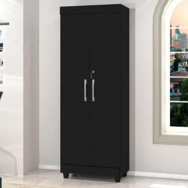 Imagem de Armário Multiuso Lavanderia com Chave 2 Portas 1,80m Texas Preto J&A -
