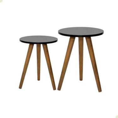 Imagem de Conjunto de Mesinha Lateral Pé Palito Decoração - Beto Moveis, PRETO