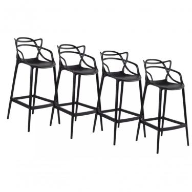 Imagem de Kit Com 4 Banqueta Alta Allegra Masters 100% Polipropileno Preta