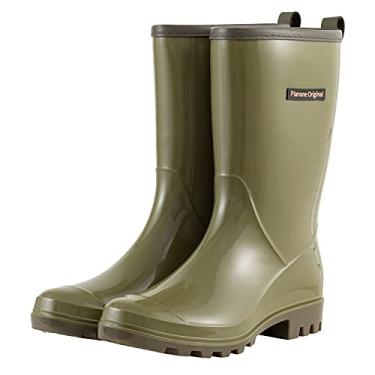 Imagem de planone Botas de chuva de cano médio para mulheres, sapatos de jardim impermeáveis, botas de chuva antiderrapantes para mulheres, palmilhas confortáveis, sapatos de chuva leves e elegantes sapatos de trabalho ao ar livre, Verde oliva, 8.5