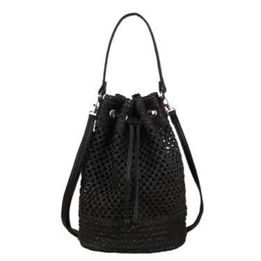 Imagem de SHAREYOIU Bolsa de mão de tecido moderna bolsa tiracolo fofa bolsa balde de tecido, nº 2 preta