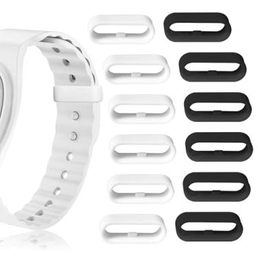 Imagem de Pacote com 12 bandas, travas mágicas, anéis de fixação de silicone, suporte de segurança/clipes compatíveis com Fitbit Charge/Charge HR/Garmin Vivofit/Disney Magic Bands 1.0/2.0 e mais