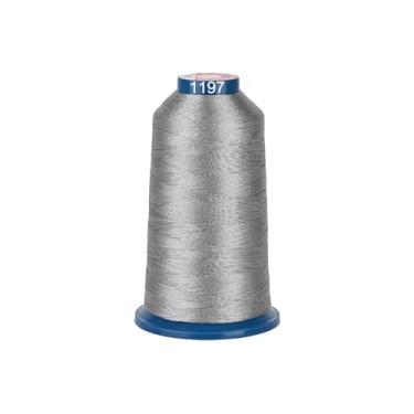 Imagem de RICHWORD Linha de bordado de poliéster 4000 m (4374Y) 40 WT para várias agulhas comerciais e máquina de bordar de agulha única cinza 1197