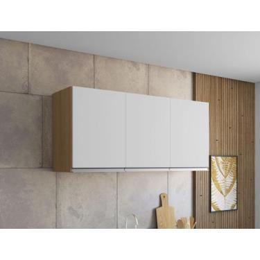Imagem de Armário Aéreo Andreia 3 portas p/ Cozinha 120 cm AJL Móveis - Amêndoa/