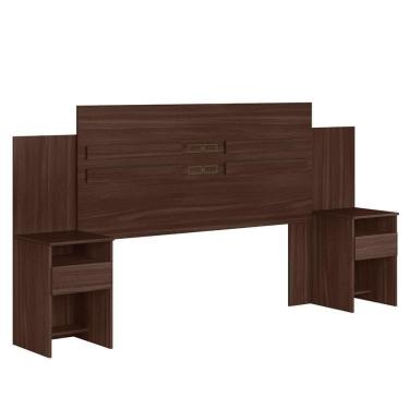 Imagem de Cabeceira Cama Casal Extensível Triunfo Com 2 Mesas De Cabeceira Café Touch - Demóbile Café Touch
