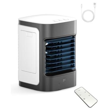 Imagem de Mini condicionadores de ar portáteis, ar condicionado pessoal para quarto, unidade de CA portátil refrigerador de pântano com oscilação de 100°, alimentado por USB, para quarto de acampamento de