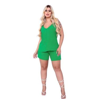 Imagem de Conjunto Feminino Social Shorts E Blusa Alcinha Regata Alfaiataria Ele