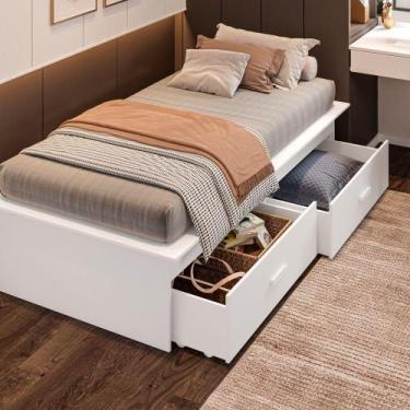 Imagem de Cama Box Solteiro 02 Gavetas Dengo Branco - PIPPA WEB