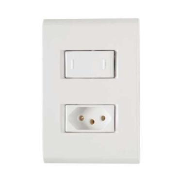 Imagem de Interruptor Paralelo + Tomada 10a Tramontina Liz - Branco - Kit Comple