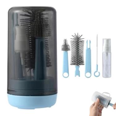 Imagem de Kit Escovas de Limpeza 4 em 1 Mamadeira Copo Garrafa Bebe Criança Higiene Limpeza Bolsa Mala Seguro Passeio Viagem