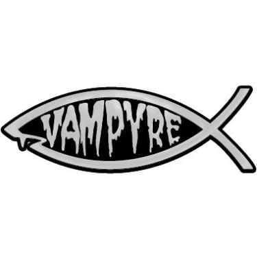 Imagem de Emblema de plástico Vampyre Fish Auto - [Prata][14 cm x 3 cm]