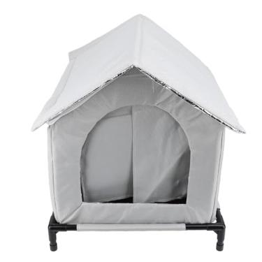 Imagem de Qanyegn ao ar livre casa de gato inverno água quente resistindo à prova de chuva amplo espaço todas as estações de tenda fechada universal abrigo isolado para gato vadio (Cinza)