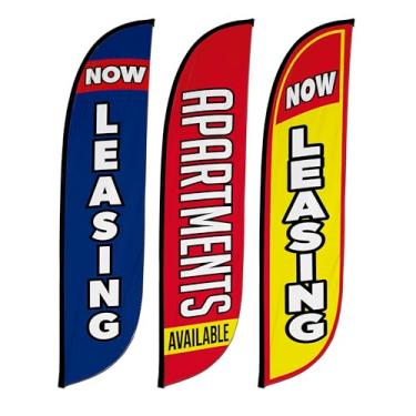 Imagem de LookOurWay Pacote com 3 bandeiras de penas imobiliárias - Faixa publicitária de 3 metros de altura para promoção imobiliária - Apenas acessórios de bandeira Swooper, sem mastros (agora locação,