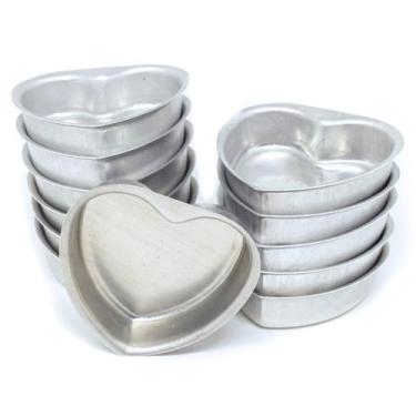 Imagem de Forminha para Pão de Mel Coração em Alumínio com 12 Peças Doupan