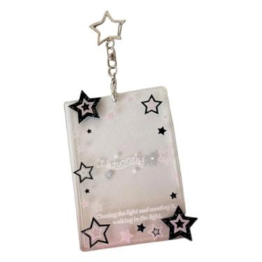Imagem de RGYBAO Porta-cartões de estrela elegante para fãs organizadores de cartões fotográficos portáteis com desenhos de acrílico resistente