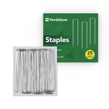 Imagem de Verdeluxe Pacote com 25 grampos de jardim, estacas de jardim galvanizadas em forma de U de calibre 11 de 15 cm, estacas de jardim resistentes para infláveis, tubos de irrigação, cerca, barreira de
