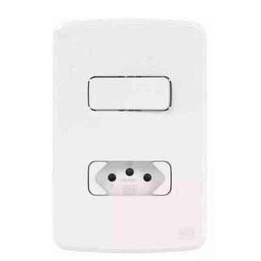 Imagem de Conjunto Interruptor Simples Tomada 2p+t 10a 4x2 Branca Weg