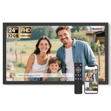 Imagem de BSIMB Porta-retrato digital grande 61 cm, 1920 x 1080 FHD WiFi, tela eletrônica de 32 GB, suporte de parede incluído, compartilhe fotos/vídeos via aplicativo, fácil configuração, presentes para mães